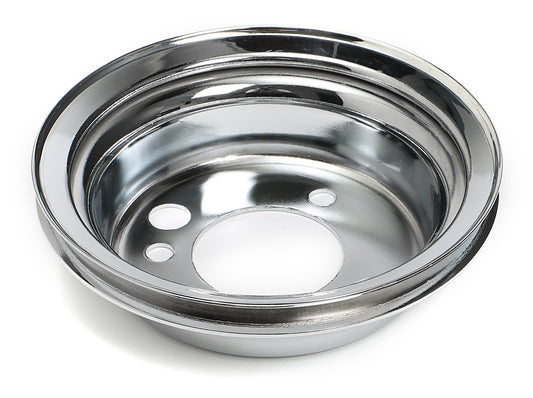Trans-Dapt Performance Crankshaft Pulley; 1 Groove; Chevrolet 396-454; Short Water Pump- Chrome 9817