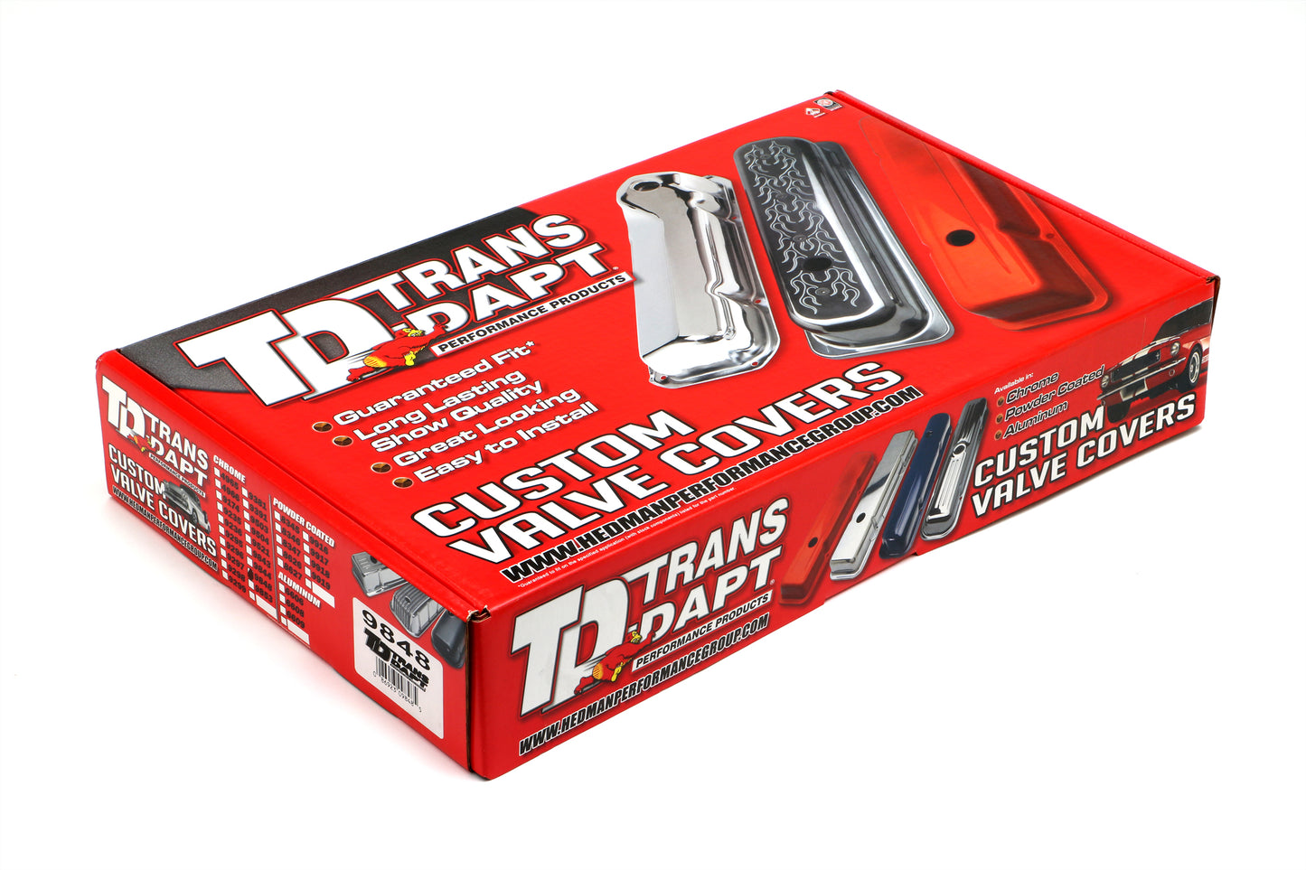 Trans-Dapt Performance 502 In. C.I.D. Logo Design Valve Covers; Short; 1965-2000 Bb Chevy 502- Chrome 9848
