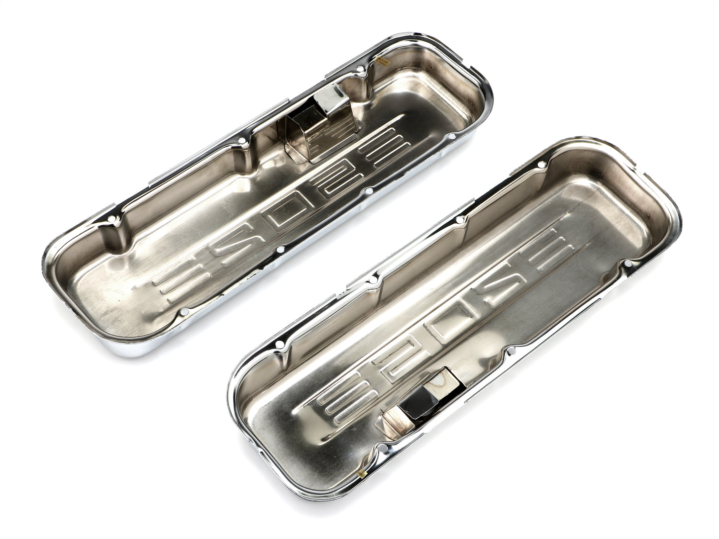 Trans-Dapt Performance 502 In. C.I.D. Logo Design Valve Covers; Short; 1965-2000 Bb Chevy 502- Chrome 9848