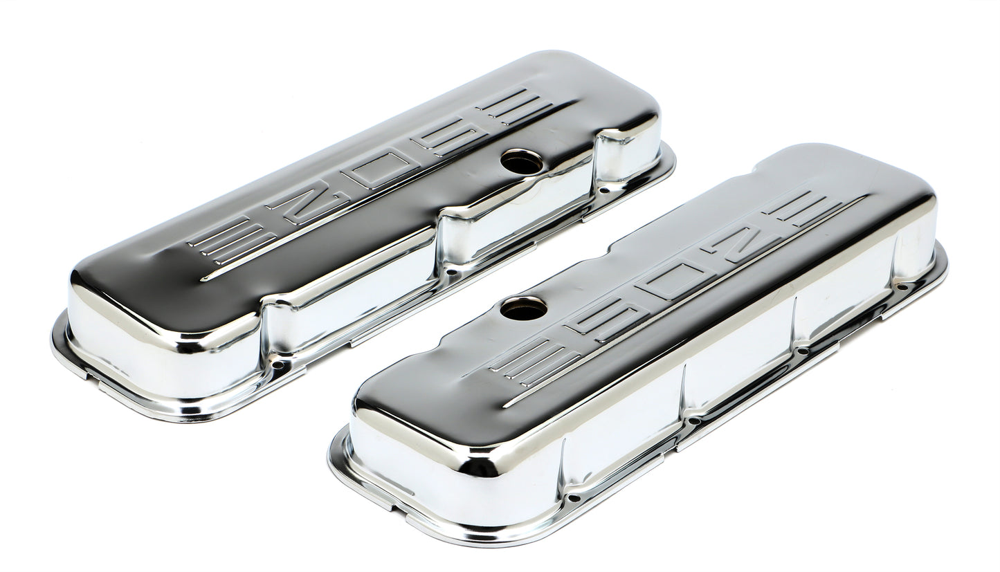 Trans-Dapt Performance 502 In. C.I.D. Logo Design Valve Covers; Short; 1965-2000 Bb Chevy 502- Chrome 9848