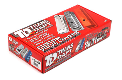 Trans-Dapt Performance Chevy 350 Logo Tall Orange Powder Coated Valve Covers 9849