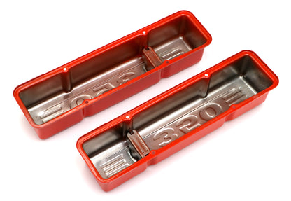 Trans-Dapt Performance Chevy 350 Logo Tall Orange Powder Coated Valve Covers 9849