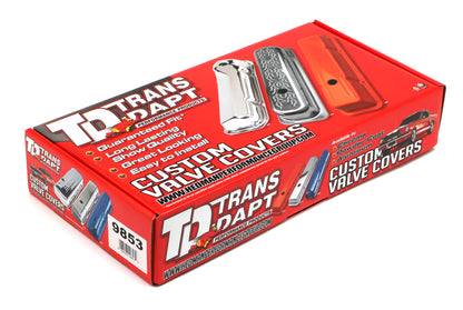 Trans-Dapt Performance 327 In. C.I.D. Logo Design Valve Covers; Tall; 1958-1986 Sb Chevy 327- Chrome 9853