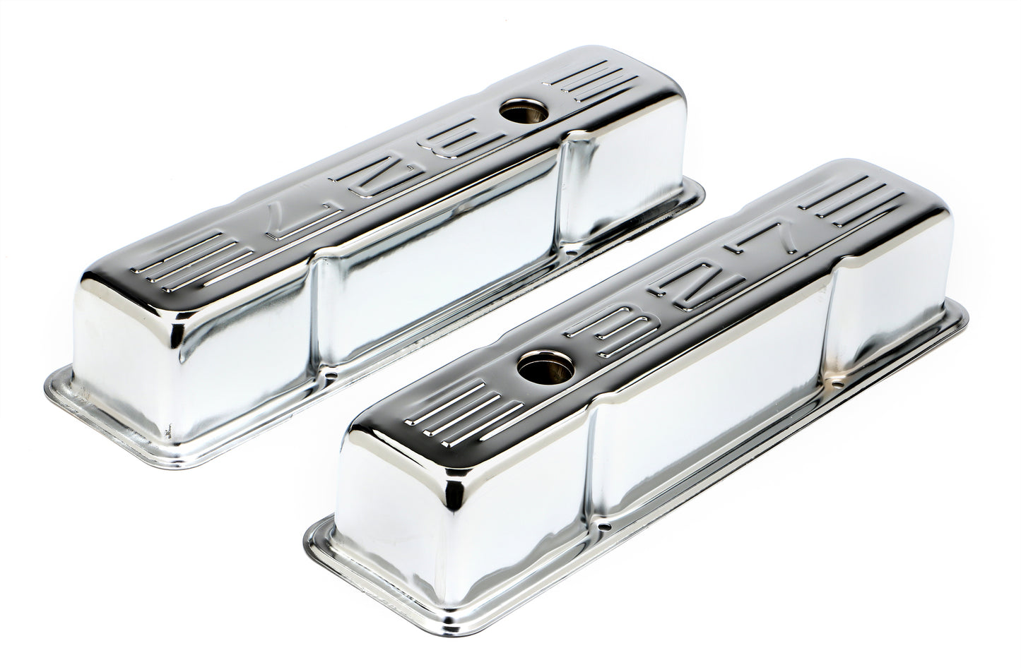 Trans-Dapt Performance 327 In. C.I.D. Logo Design Valve Covers; Tall; 1958-1986 Sb Chevy 327- Chrome 9853