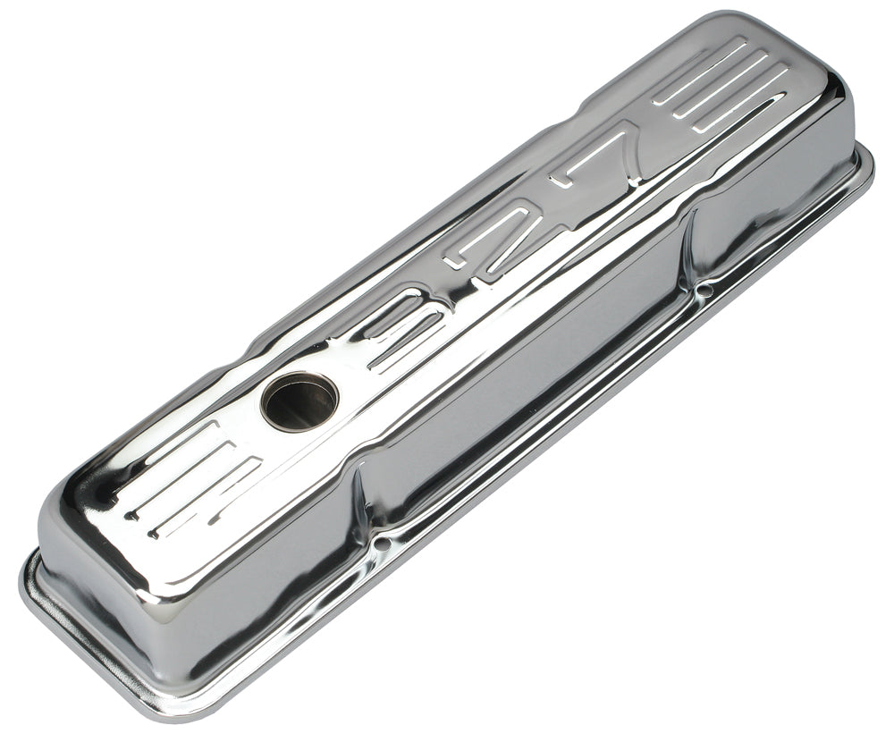 Trans-Dapt Performance 327 In. C.I.D. Logo Design Valve Covers; Short; 1958-1986 Sb Chevy 327- Chrome 9854