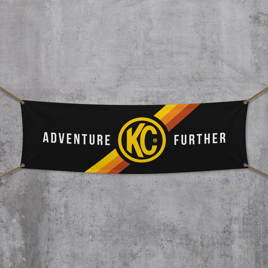 KC HiLiTES 17 inx60 in KC Banner - Adventure Further - Black / Yellow KC Logo 9902