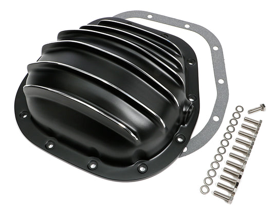 Trans-Dapt Performance Sterling 12 Bolt Style Black Powder-Coated Aluminum Differential Cover With Polished Fins 9940