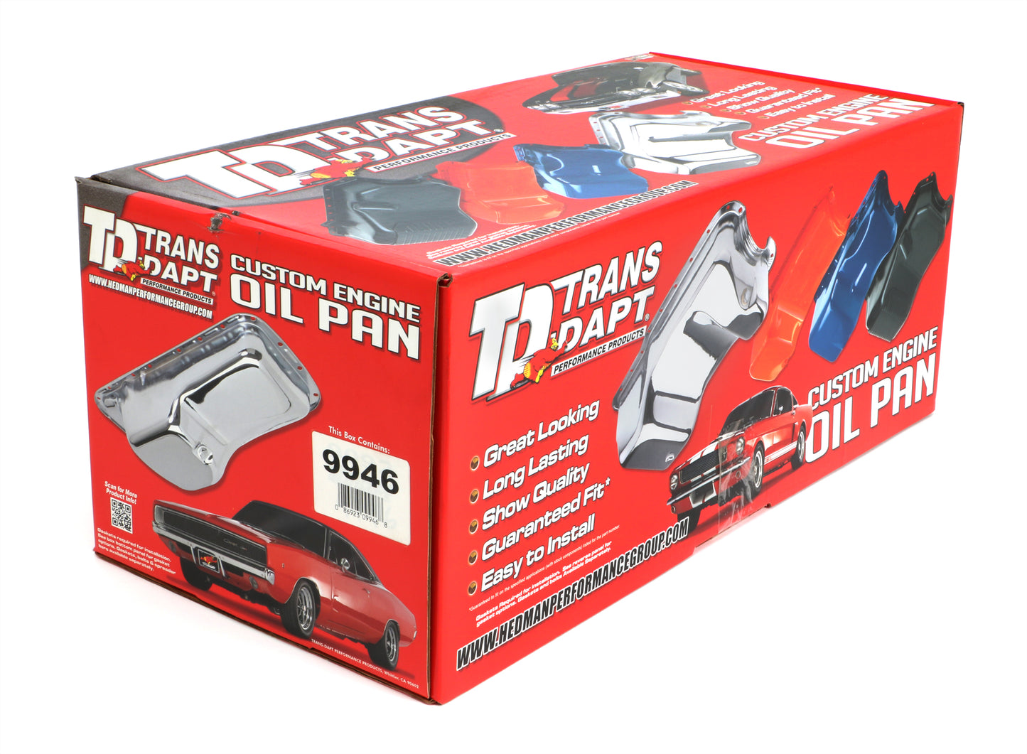 Trans-Dapt Performance 1980-85 Sb Chevy 305-350 Oem Style Oil Pan- Chevy Orange (4 Qts.) 9946