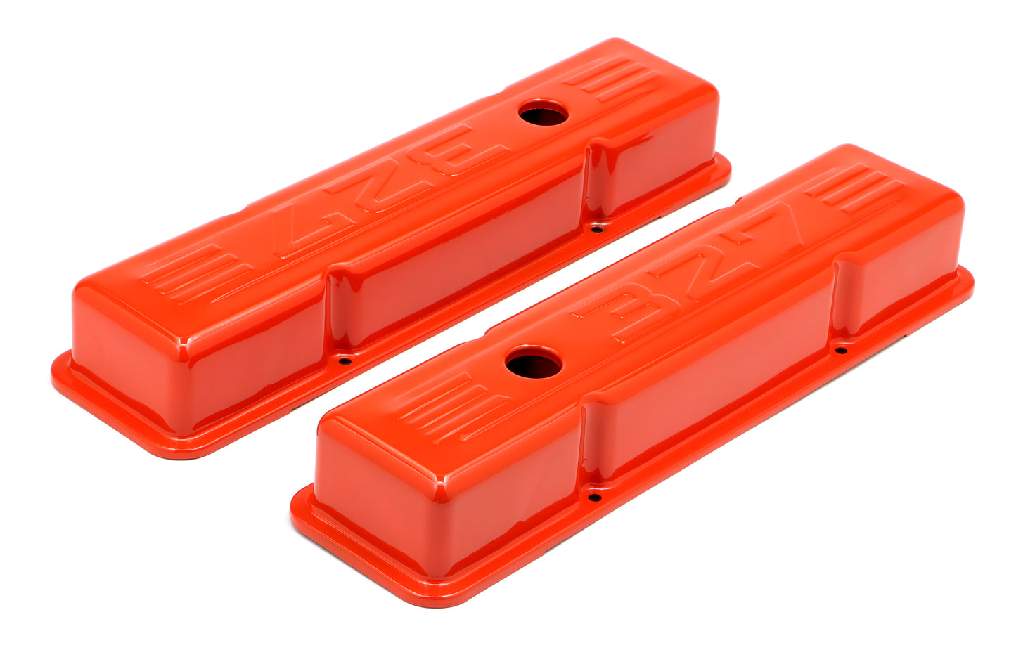 Trans-Dapt Performance Chevy 327 Logo Short Orange Powder Coated Valve Covers 9956
