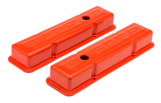 Trans-Dapt Performance Chevy 327 Logo Short Orange Powder Coated Valve Covers 9956
