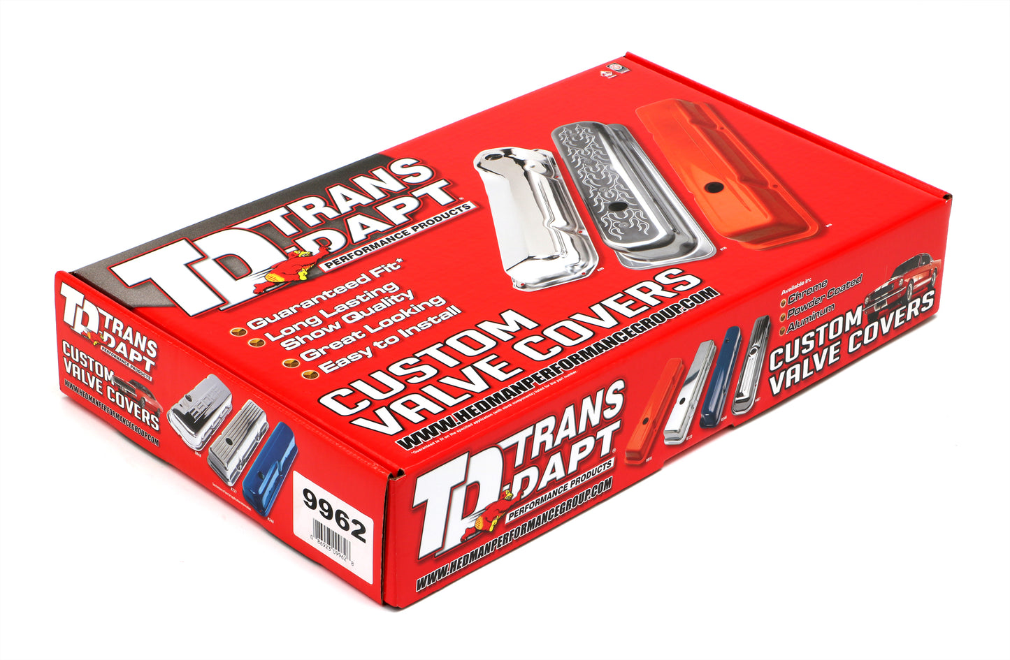 Trans-Dapt Performance Chevy 502 Logo Short Orange Powder Coated Valve Covers 9962