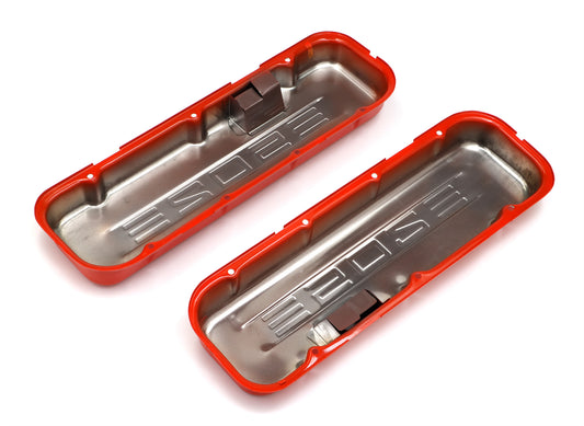 Trans-Dapt Performance Chevy 502 Logo Short Orange Powder Coated Valve Covers 9962