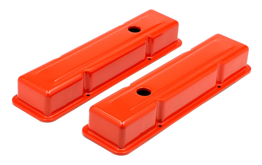 Trans-Dapt Performance Chevy 283-400 Short Orange Powder Coated Valve Covers 9970