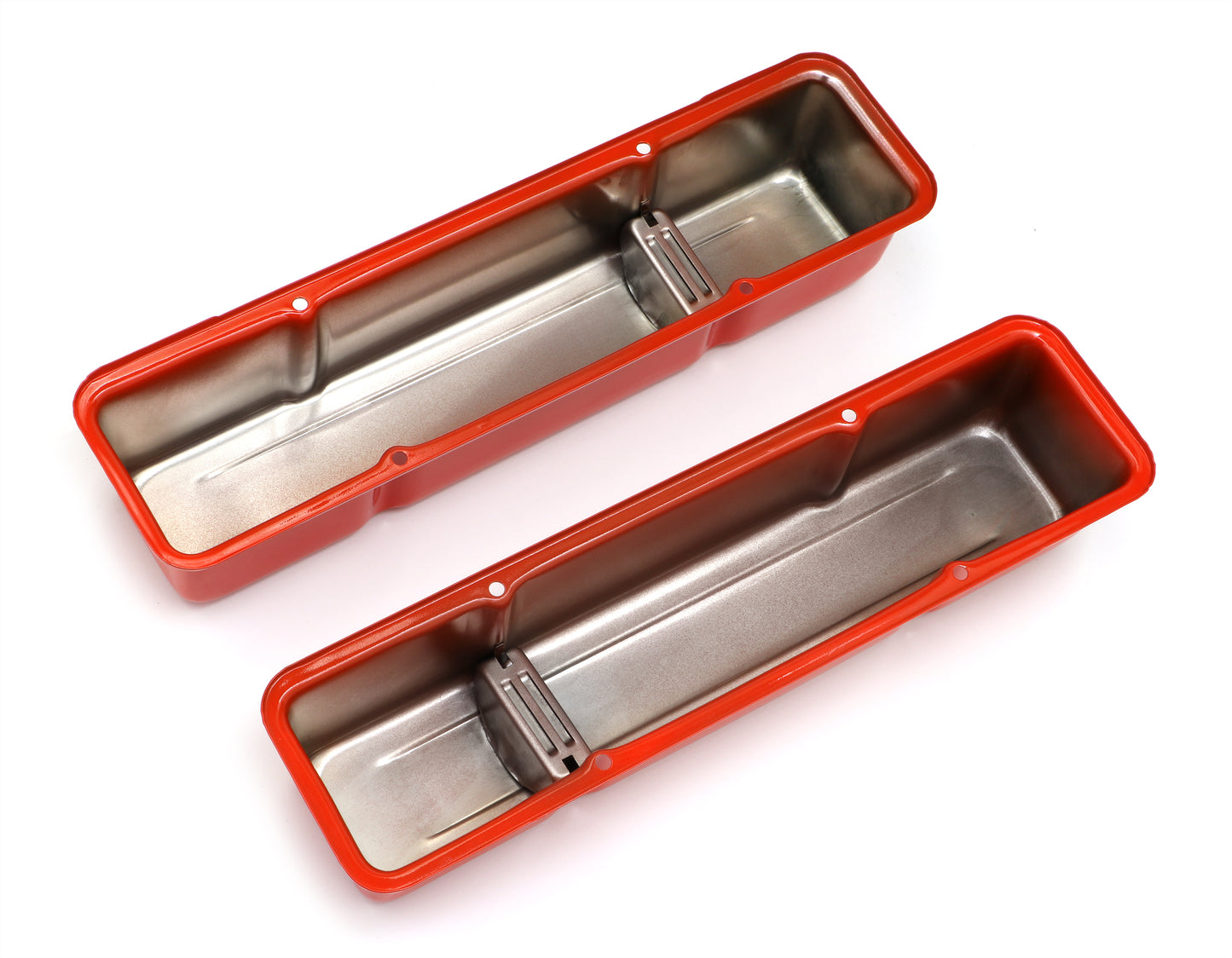 Trans-Dapt Performance Chevy 283-400 Tall Orange Powder Coated Baffled Valve Covers 9971
