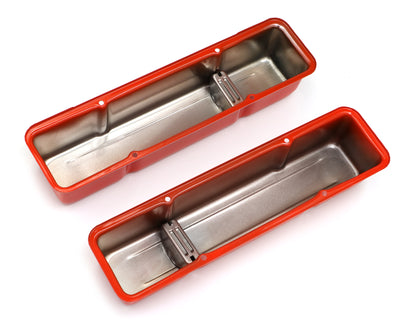 Trans-Dapt Performance Chevy 283-400 Tall Orange Powder Coated Baffled Valve Covers 9971