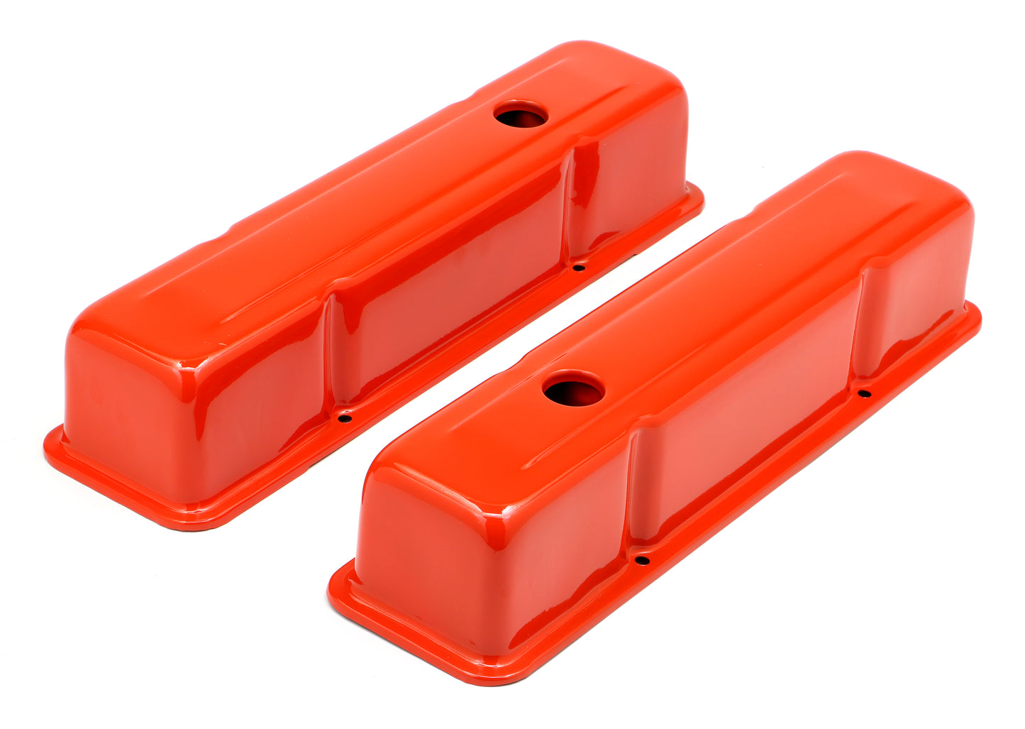 Trans-Dapt Performance Chevy 283-400 Tall Orange Powder Coated Baffled Valve Covers 9971