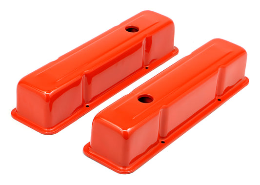 Trans-Dapt Performance Chevy 283-400 Tall Orange Powder Coated Baffled Valve Covers 9971