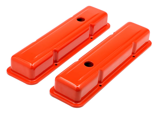 Trans-Dapt Performance Chevy 283-400 Short Orange Powder Coated Baffled Valve Covers 9979