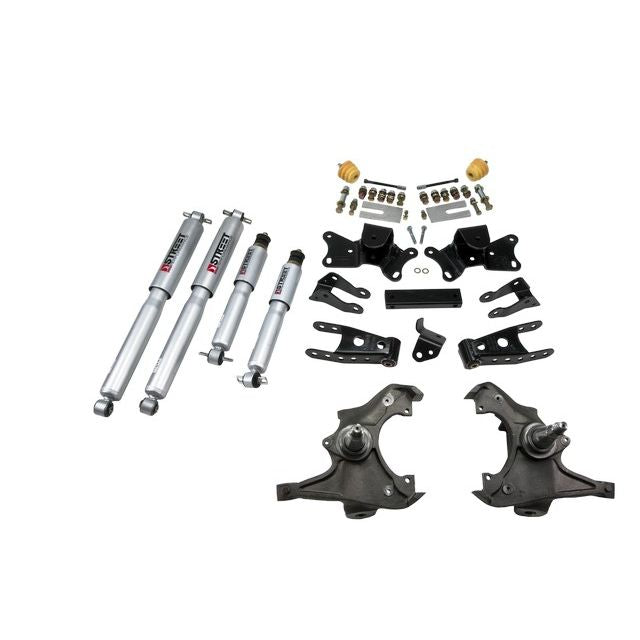 BELLTECH 726SP LOWERING KITS Front And Rear Complete Kit W/ Street Performance Shocks 1988- Chevrolet Silverado/Sierra C3500 (Ext Cab Dually) 3 in. F/4 in. R drop W/ Street Performance Shocks