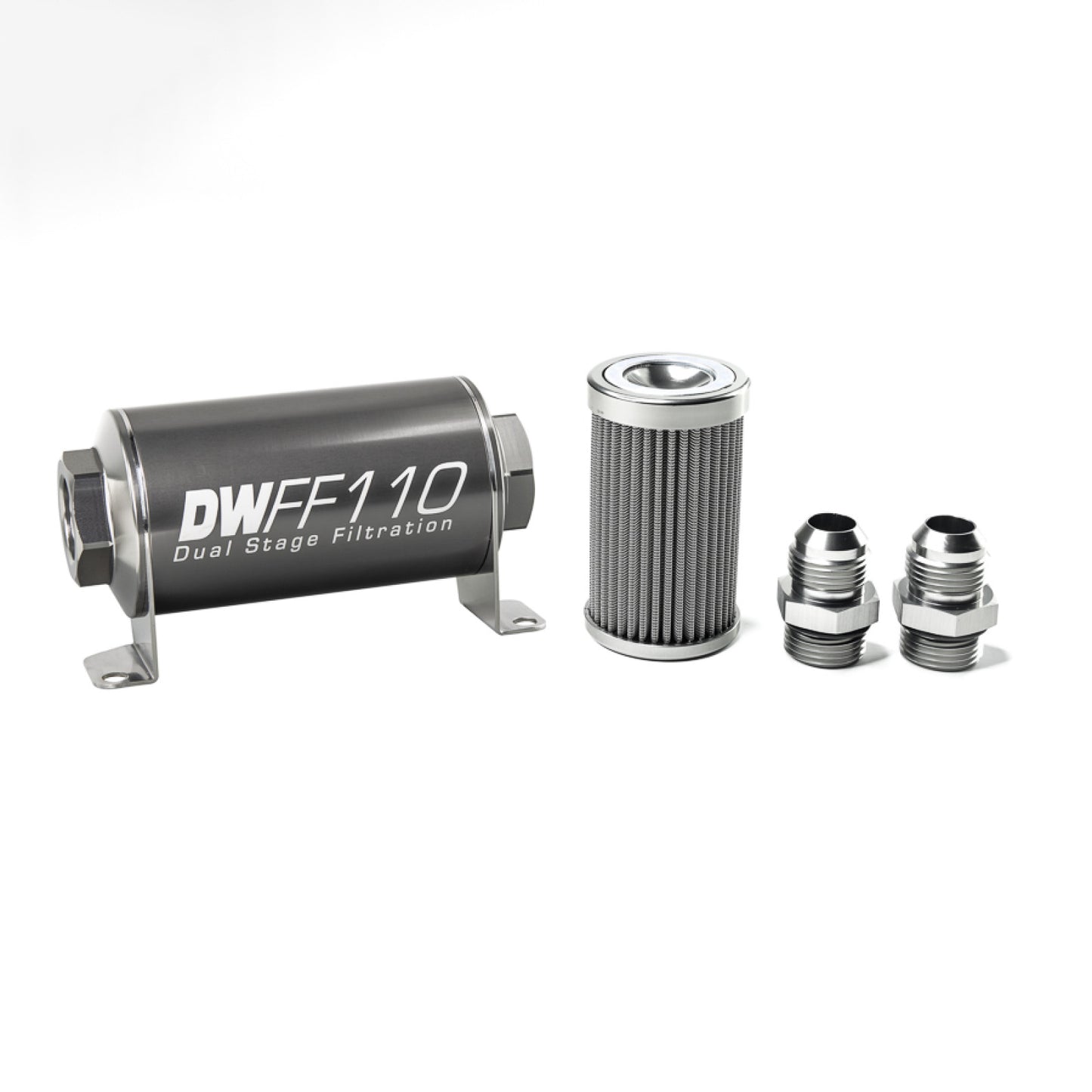 Deatschwerks In-line fuel filter element and housing kit, stainless steel 100 micron, -10AN, 110mm. Universal DEW-8-03-110-100K-10