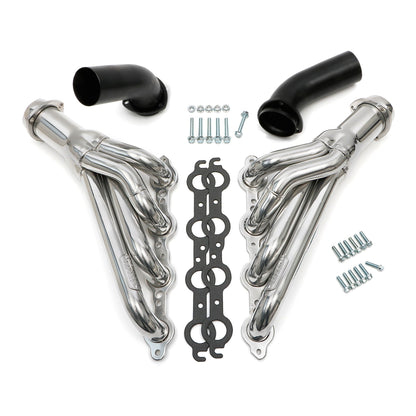 Hedman Hedders HEDMAN HEADERS 1968-72 CHEVELLE/EL CAMINO (AND RELATED A-BODIES) LS SWAP HEADERS; AUTO TRANSMISSION; 1-3/4 IN. MID-LENGTH TUBE; 3 IN. BALL/SOCKET COLLECTOR-HTC SILVER CERAMIC COATED 68146