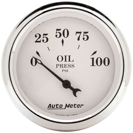 AutoMeter 2-1/16 in. OIL PRESSURE 0-100 PSI OLD-TYME WHITE 1628