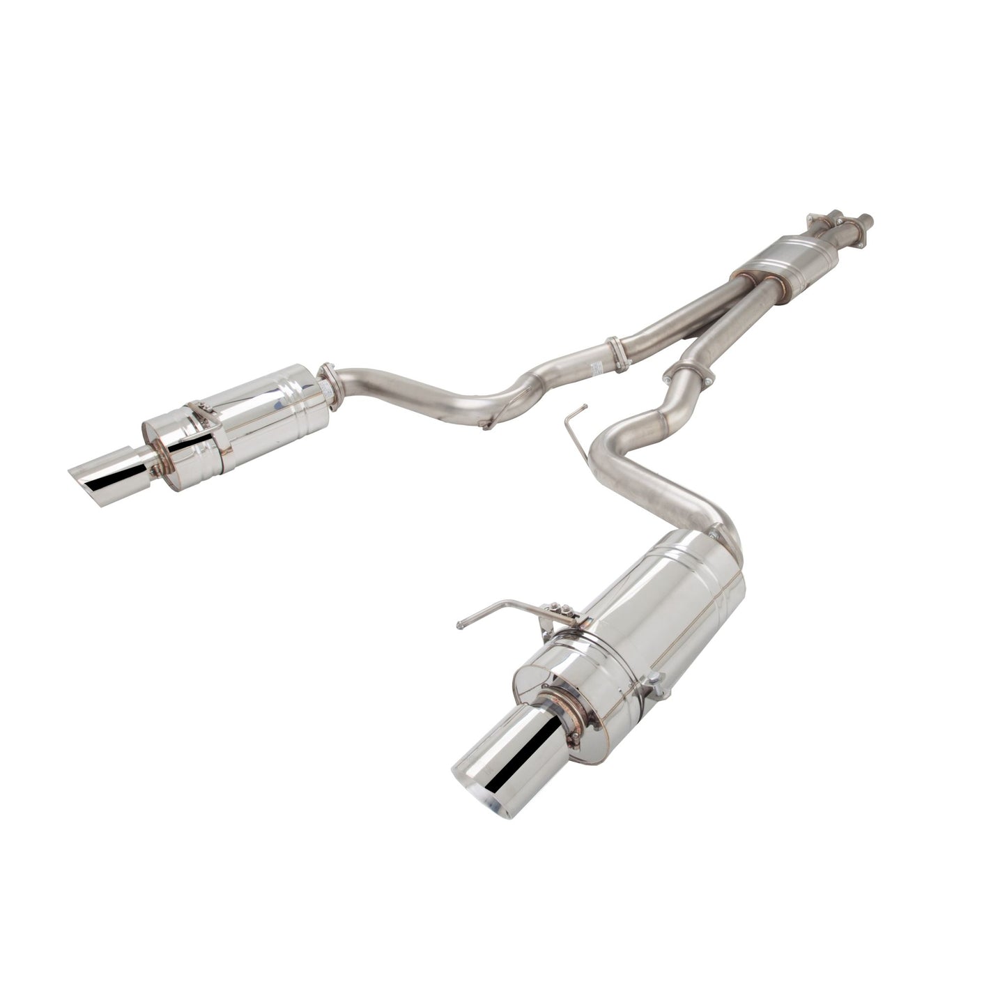 XFORCE Ford Mustang GT 2015- Twin 3" Brushed Stainless Steel Cat-Back Exhaust System; Exhaust System Kit E2-FM15-CBS