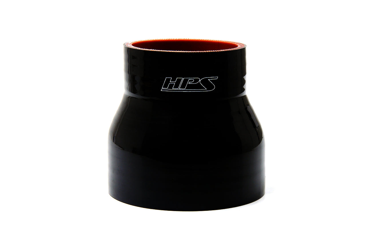 HPS Performance Silicone Reducer Hose High Temp Reinforced 2-1/4" - 2-3/4" ID 4" Long Black HTSR-225-275-L4-BLK