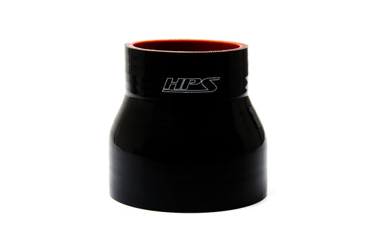 HPS Performance Silicone Reducer Hose High Temp Reinforced 2-1/2" - 3-1/2" ID 3" Long Black HTSR-250-350-BLK