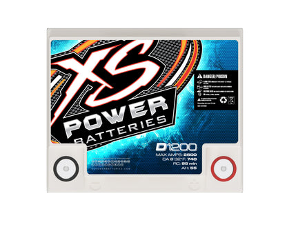 XS Power Batteries 12V AGM D Series Batteries - M6 Terminal Bolts Included 2600 Max Amps D1200