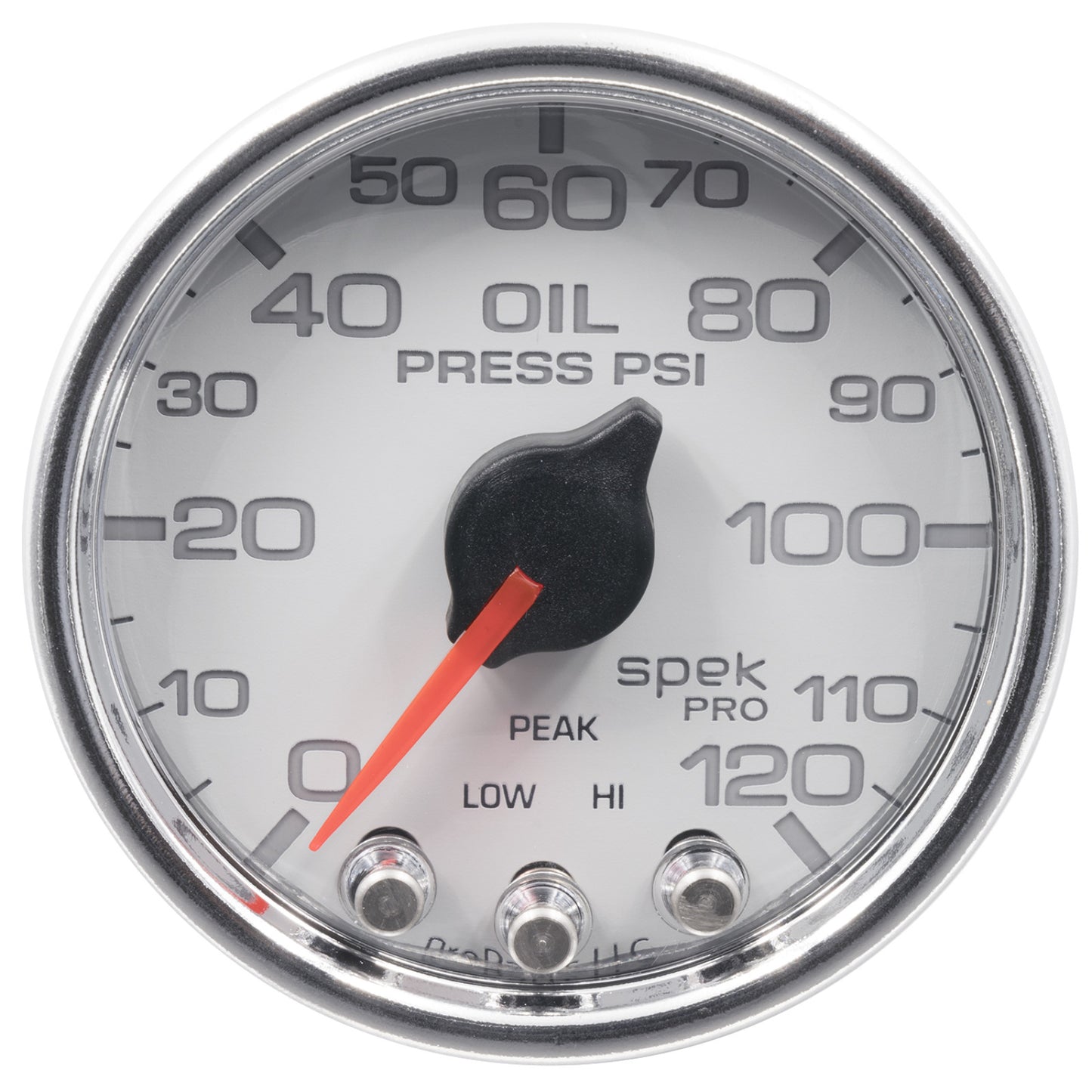 AutoMeter 2-1/16 in. OIL PRESSURE 0-120 PSI SPEK-PRO WHITE/CHROME P32511