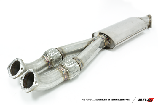 AMS Performance Alpha Performance R35 GT-R 90mm Race Midpipe - With Resonator 90mm AMS-ALP.07.05.0005-1