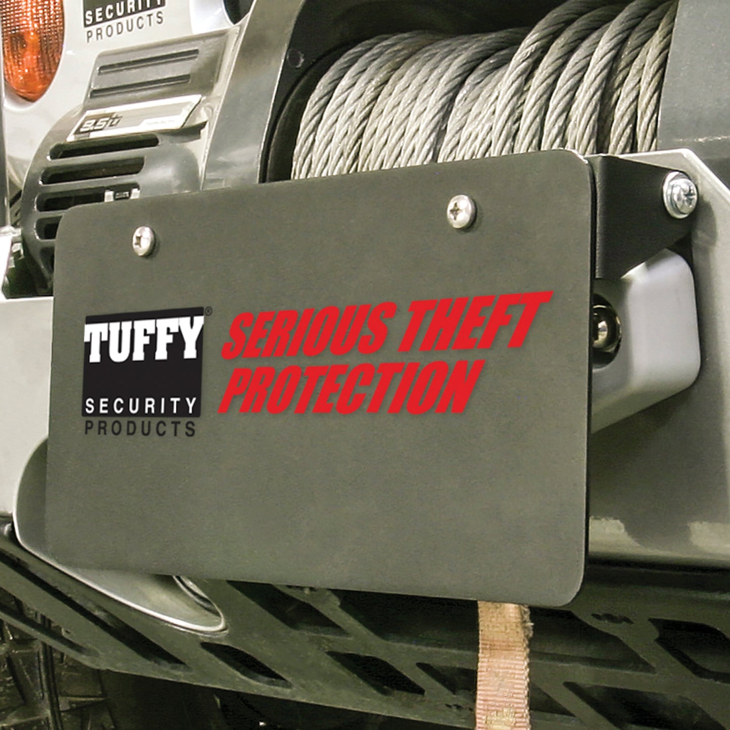 Tuffy Security - 333-01 - Flip-Up License Plate Holder For Hawse Winch Fairlead