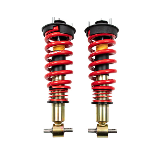 BELLTECH 15002 COILOVER KIT Factory Preset Fixed Damping 1-3 in. Height Adjustable Drop 2007-2018 Chevrolet / GMC Sierra (All Cabs) 2wd/4wd Coilover Struts only (fixed dampening) 1 in.-3 in. Drop