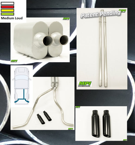 MPI Exhaust System With MPI Performance Muffler And Powder Coated Black Tips G021-BTPSBLK