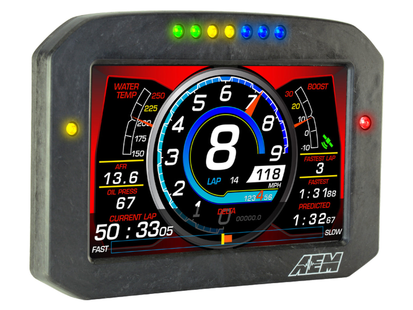 AEM CD-7 Carbon Flat Panel Digital Racing Dash Display - Non-Logging / GPS Enabled 30-5702F