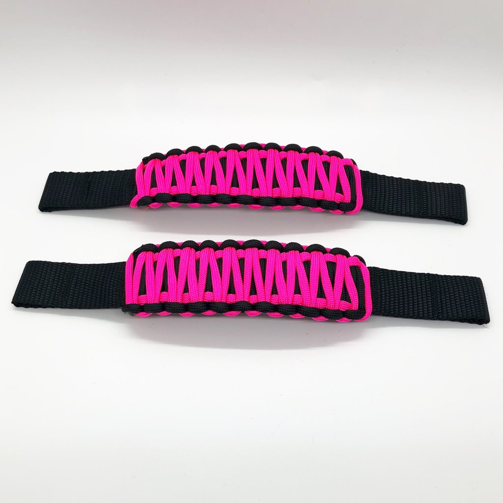 Adjustable Paracord Door Limiting Straps For 1987-2021 Jeep Wrangler YJ/TJ/JK/JKU/JL/JLU/Gladiator Hot Pink Pair