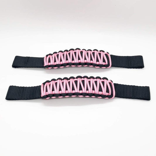 Adjustable Paracord Door Limiting Straps For 1987-2021 Jeep Wrangler YJ/TJ/JK/JKU/JL/JLU/Gladiator Baby Pink Pair