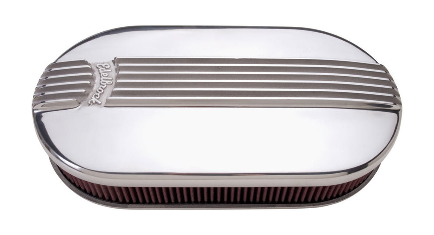 EDELBROCK Cast Alum. Dual Carb A/C - Large Oval 4119