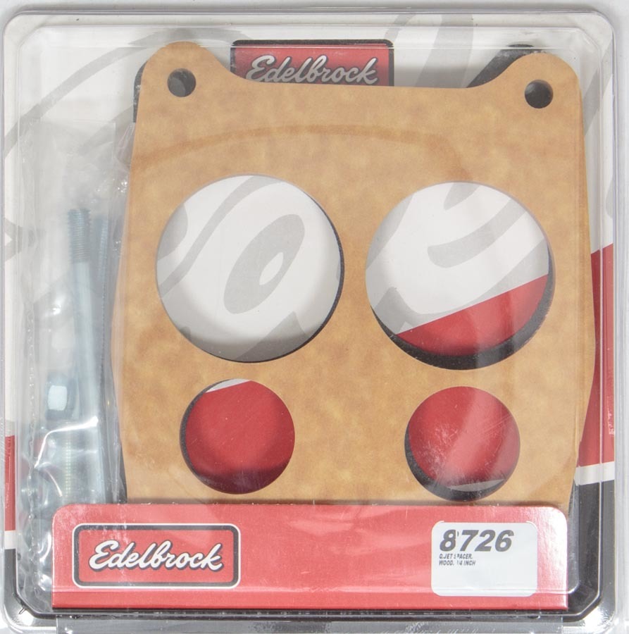 EDELBROCK Carburetor Spacer- 3/4in 4-Hole - Wood 8726