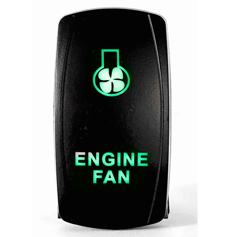 Quake LED - QRS319 - Rocker Switch Engine Fan 2 Way 5 Pin Green