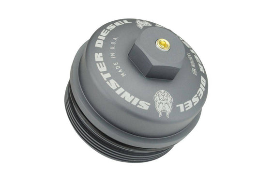 Sinister Diesel Fuel Filter Cap For 2008-2010 Ford Powerstroke 6.4L (Gray) SDG-FFC-6.4