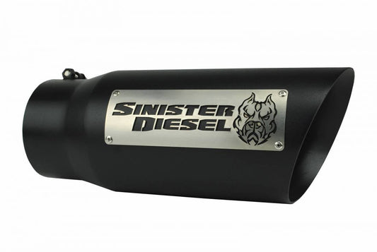 Sinister Diesel Dual Wall Exhaust Tip W/ Angle Cut 5" To 6" Black. SD-ETAC56B