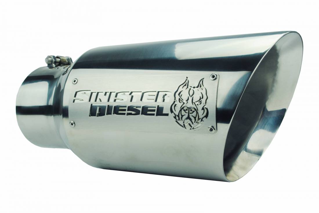 Sinister Diesel Dual Wall Exhaust Tip W/ Angle Cut 5" To 7" Chrome. SD-ETAC57P