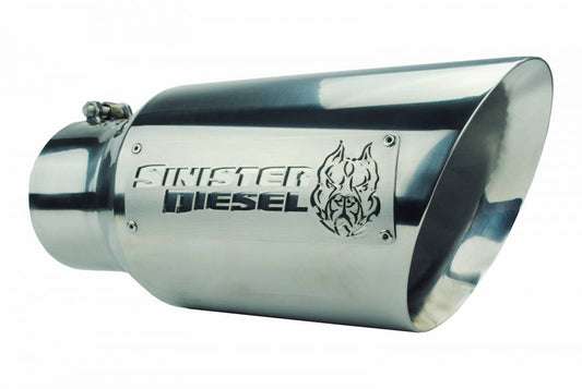 Sinister Diesel Dual Wall Exhaust Tip W/ Angle Cut 5" To 7" Chrome. SD-ETAC57P