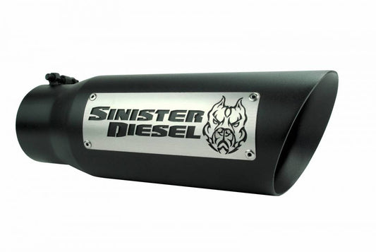 Sinister Diesel Dual Wall Exhaust Tip W/ Angle Cut 4" To 5" Black. SD-ETAC45B
