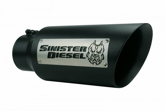 Sinister Diesel Dual Wall Exhaust Tip W/ Angle Cut 4" To 6" Black. SD-ETAC46B