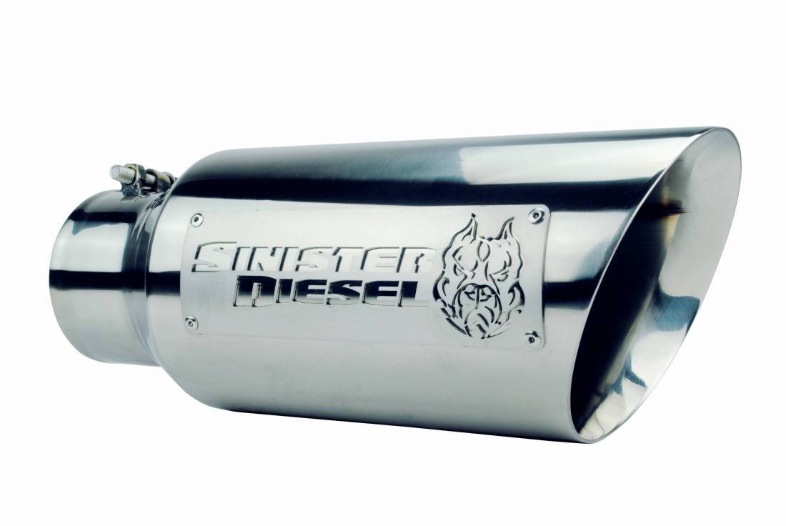 Sinister Diesel Dual Wall Exhaust Tip W/ Angle Cut 4" To 6" Chrome. SD-ETAC46P