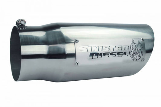 Sinister Diesel Dual Wall Exhaust Tip W/ Angle Cut 5" To 6" Chrome. SD-ETAC56P