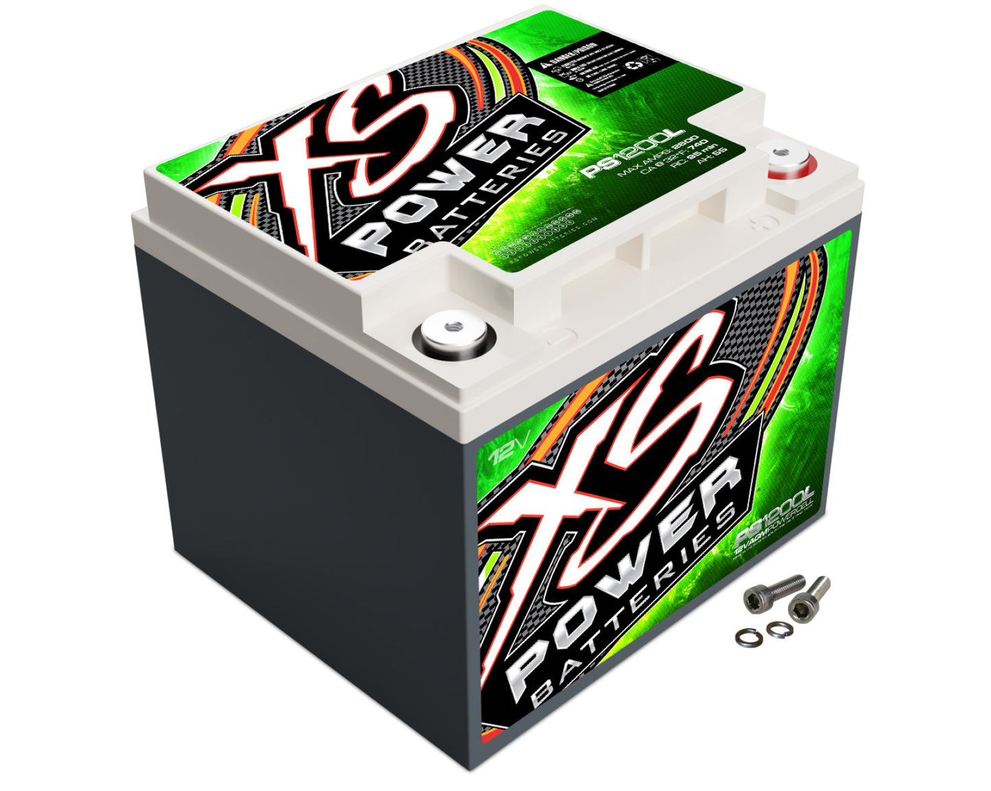 XS Power Batteries 12V AGM Powersports Series Batteries - M6 Terminal Bolts Included 2600 Max Amps PS1200L